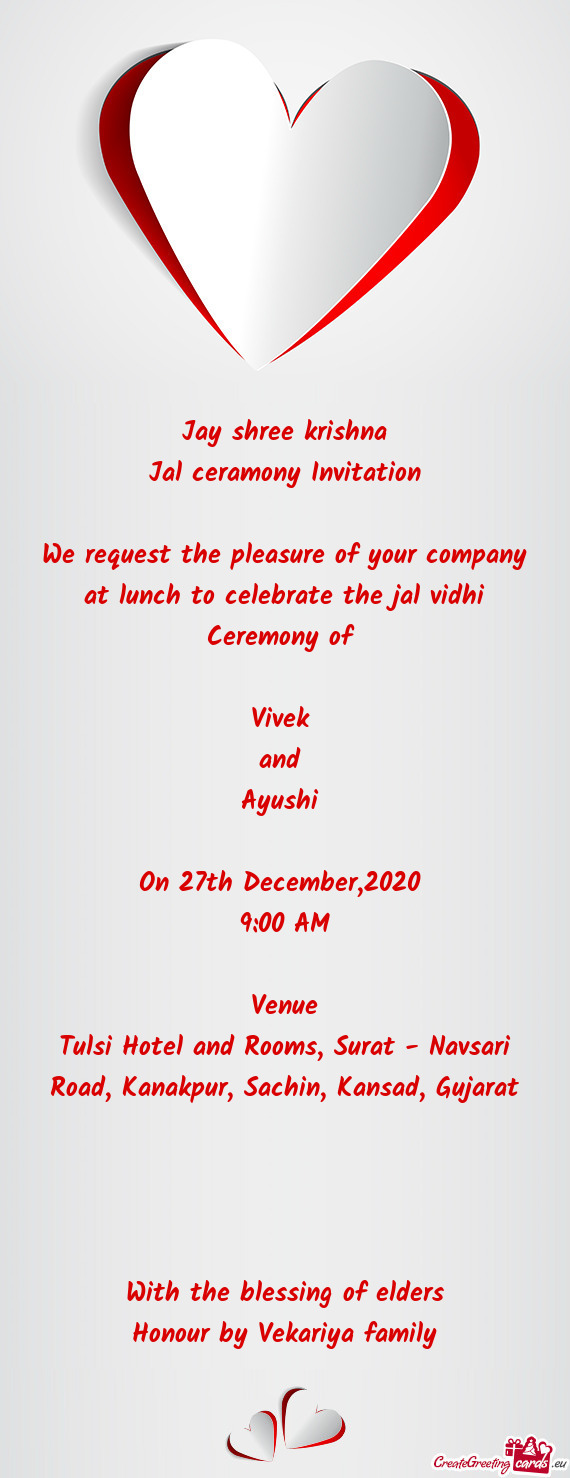 Jal ceramony Invitation