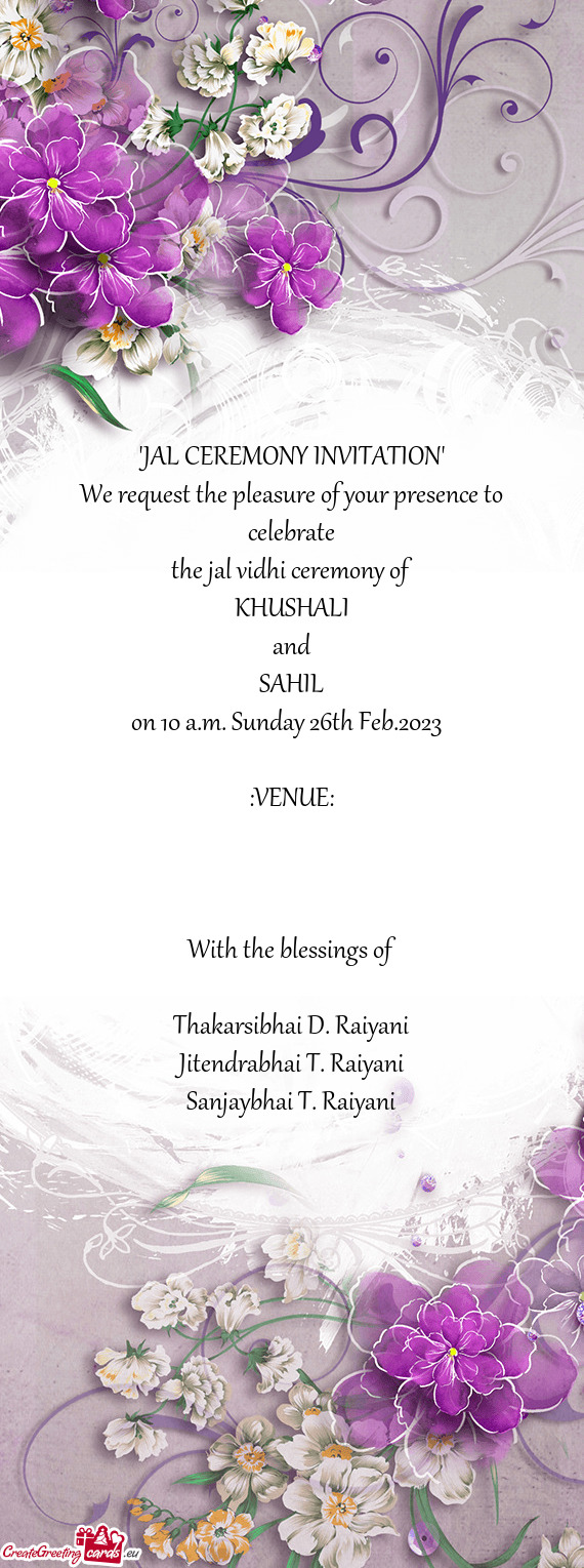 "JAL CEREMONY INVITATION"