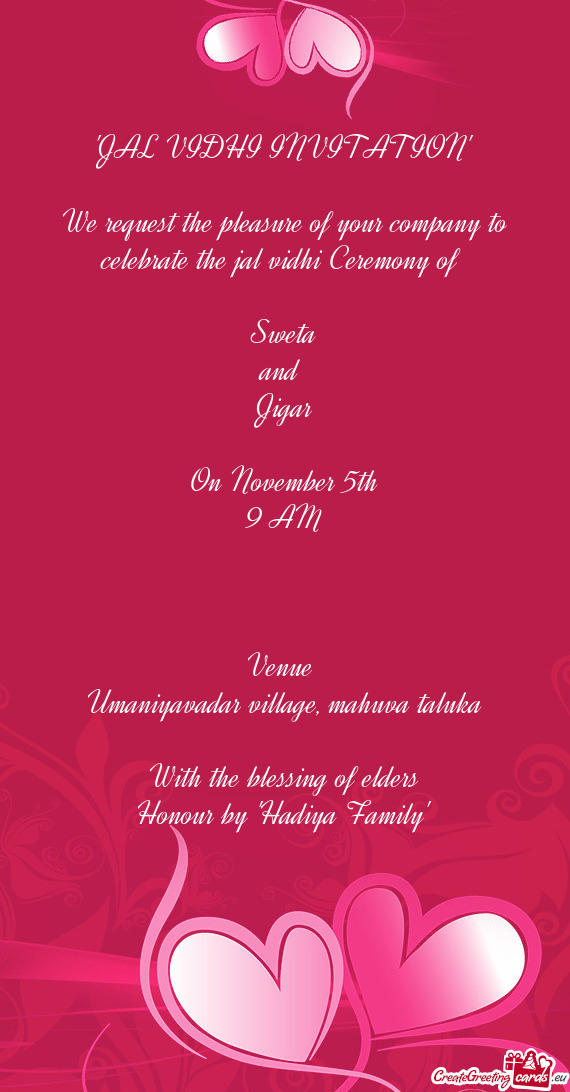 "JAL VIDHI INVITATION"