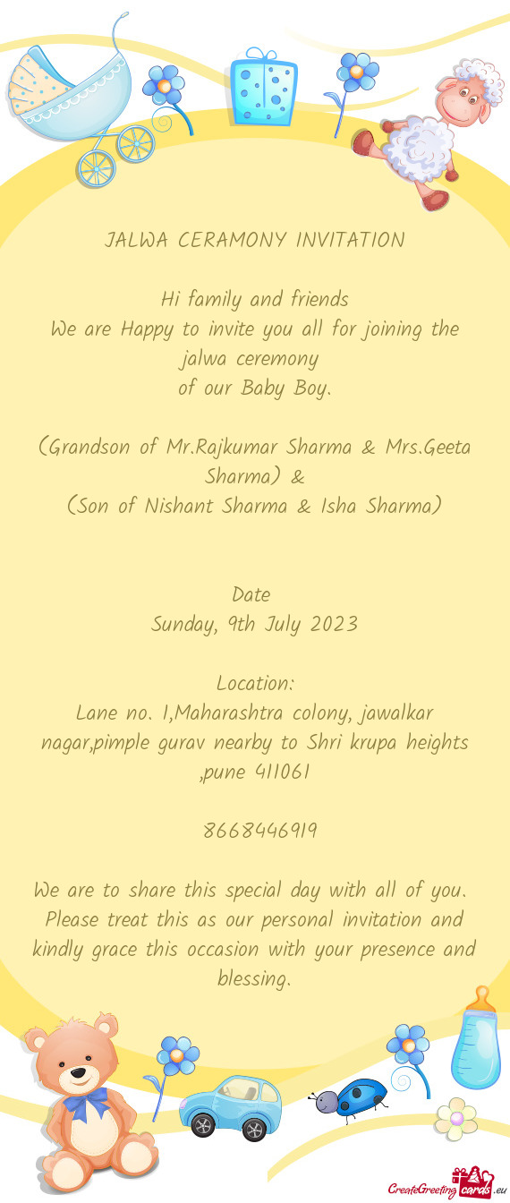 JALWA CERAMONY INVITATION