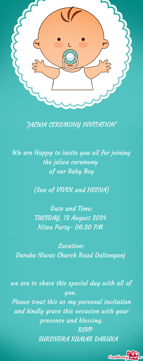 "JALWA CEREMONY INVITATION"