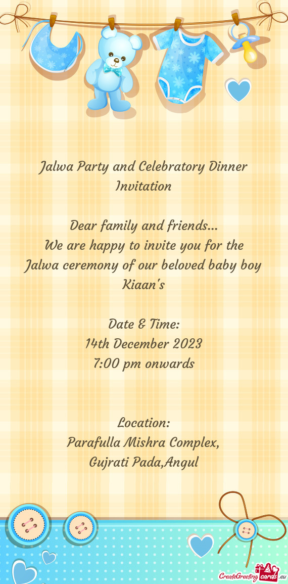 Jalwa Party and Celebratory Dinner Invitation