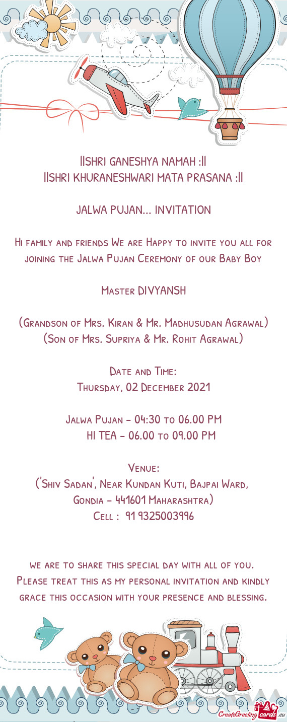 JALWA PUJAN... INVITATION