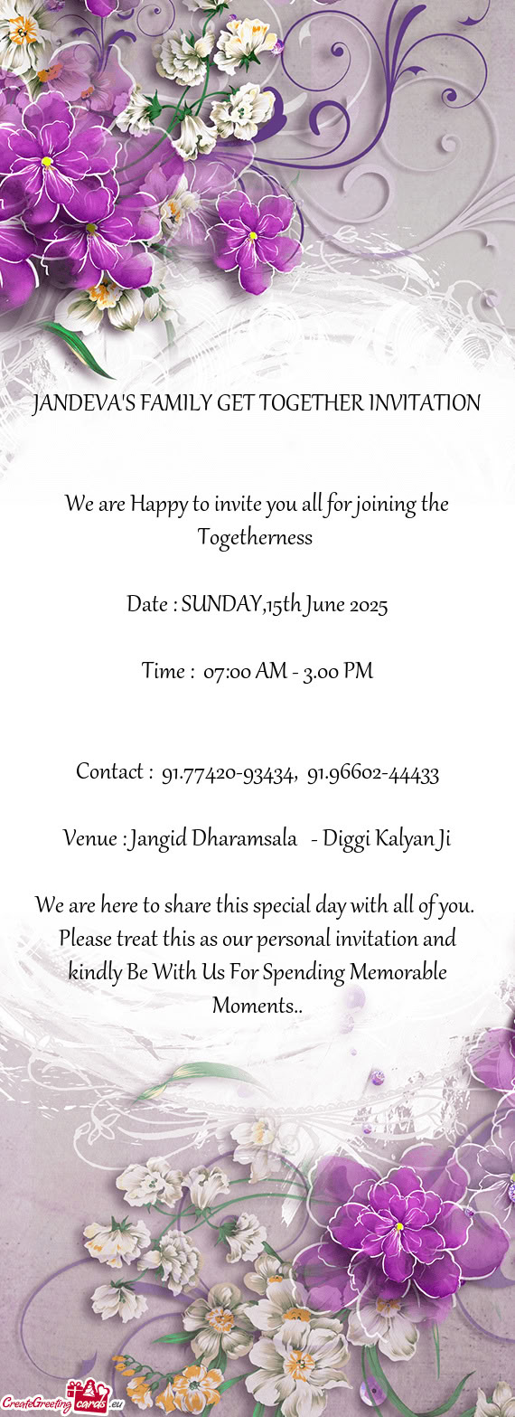 JANDEVA'S FAMILY GET TOGETHER INVITATION