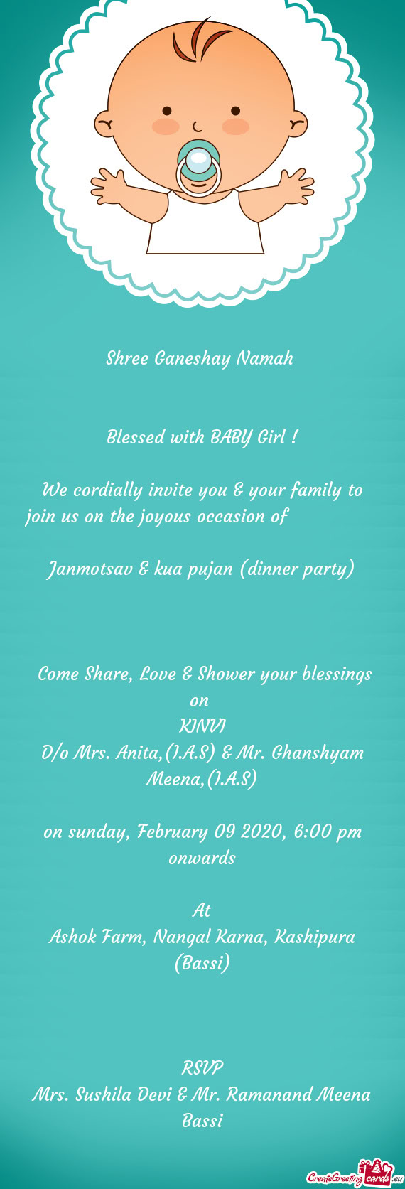 Janmotsav & kua pujan (dinner party)