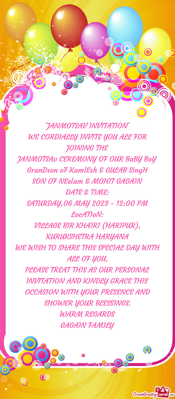 "JANMOTSAV INVITATION"