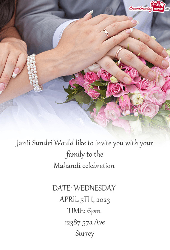 Janti Sundri Would like to invite you with your family to the