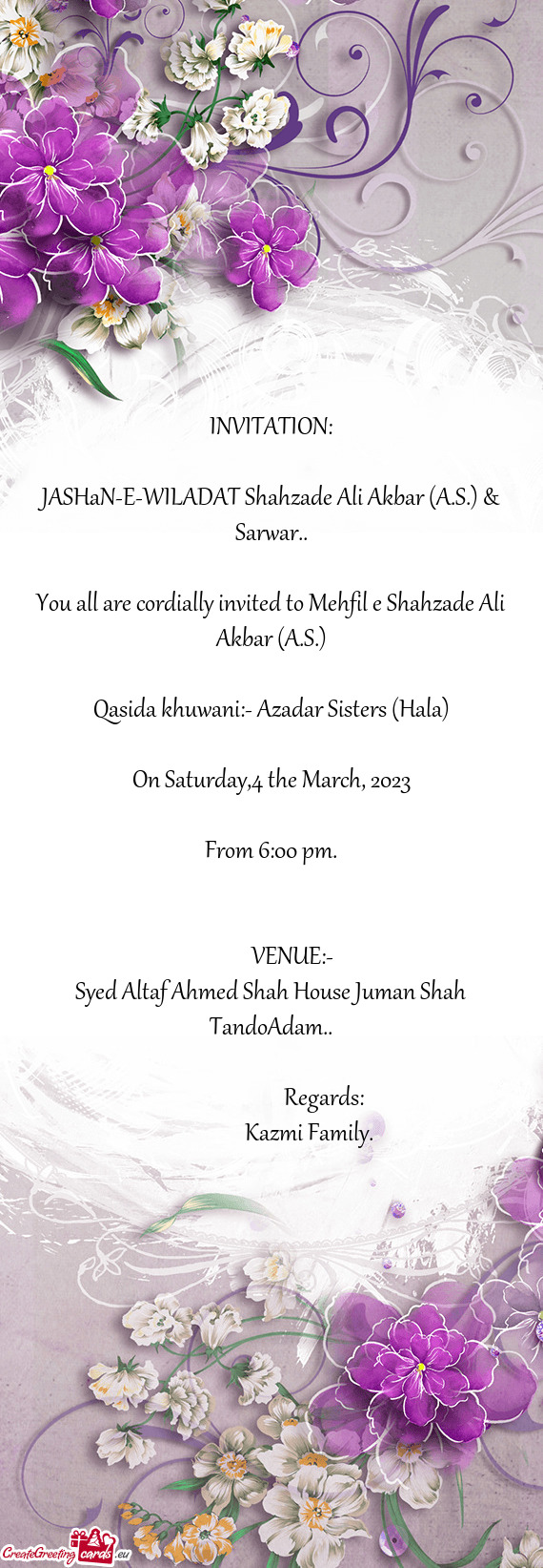 JASHaN-E-WILADAT Shahzade Ali Akbar (A.S.) & Sarwar