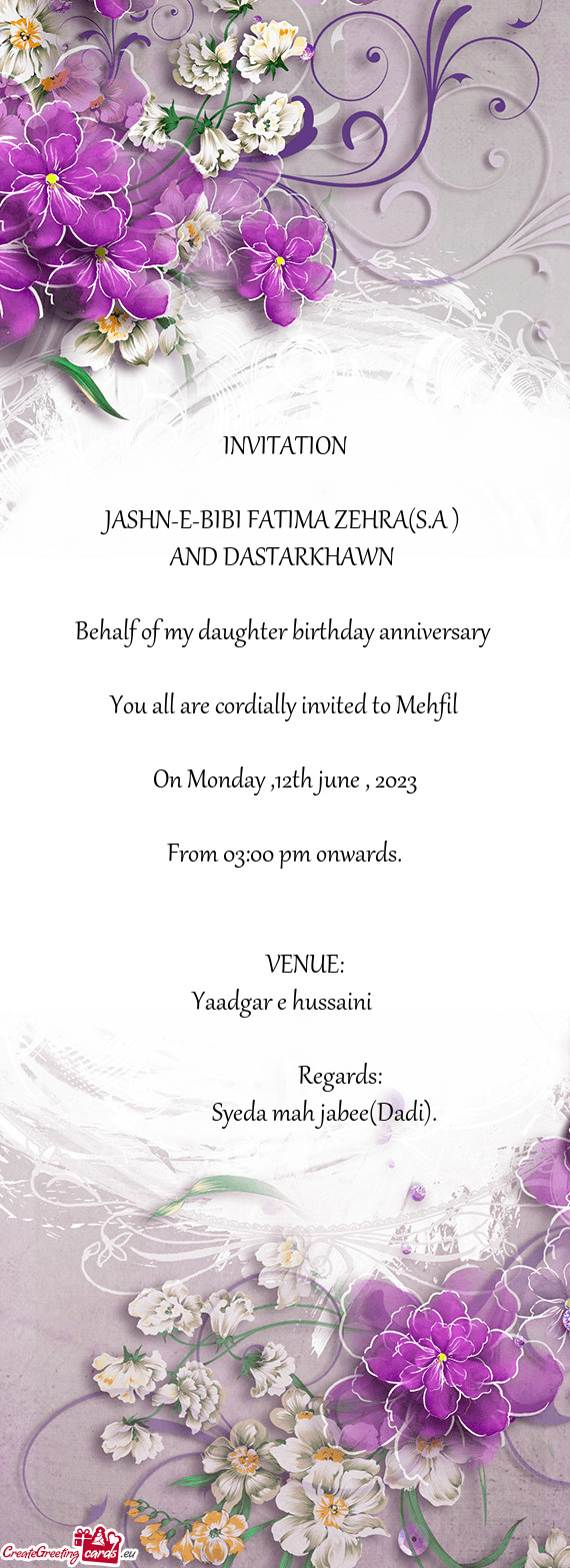 JASHN-E-BIBI FATIMA ZEHRA(S.A )