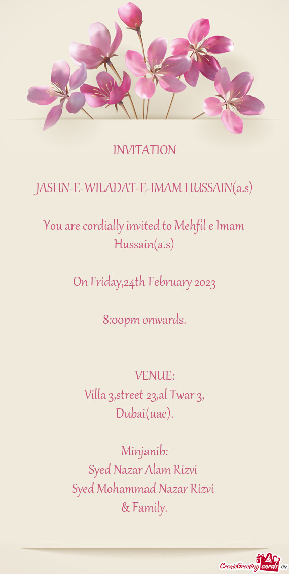 JASHN-E-WILADAT-E-IMAM HUSSAIN(a.s)