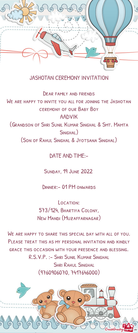 JASHOTAN CEREMONY INVITATION