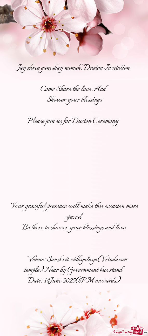 Jay shree ganeshay namah: Duston Invitation