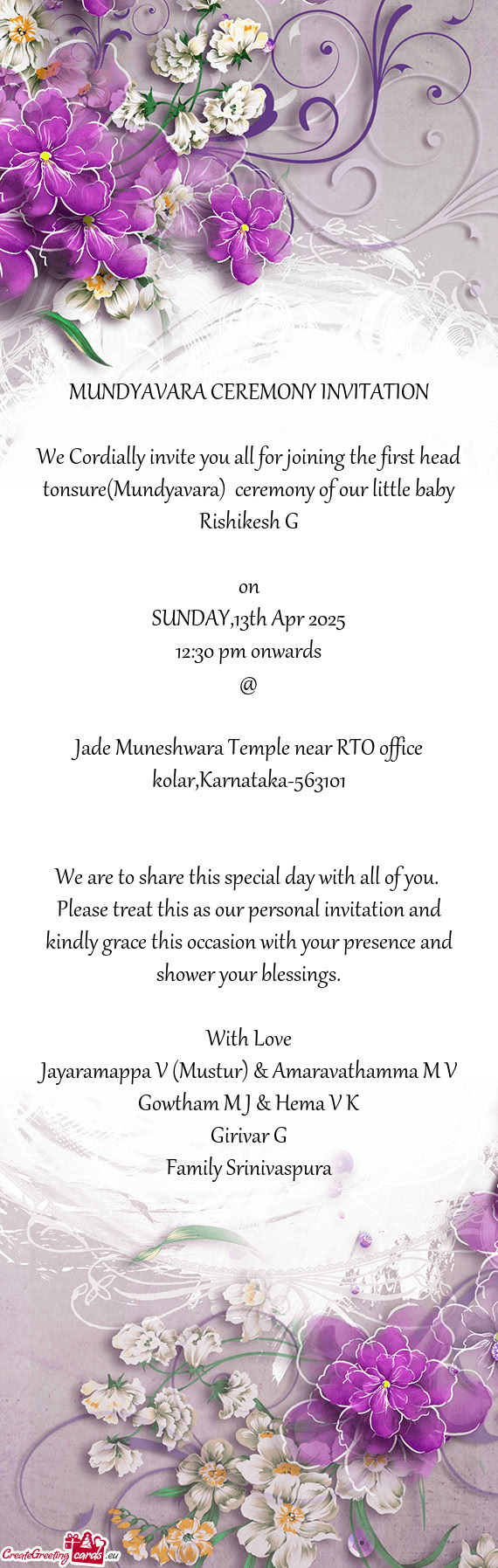 Jayaramappa V (Mustur) & Amaravathamma M V