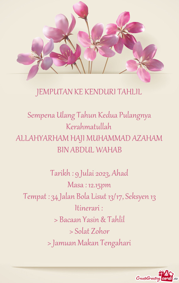 JEMPUTAN KE KENDURI TAHLIL