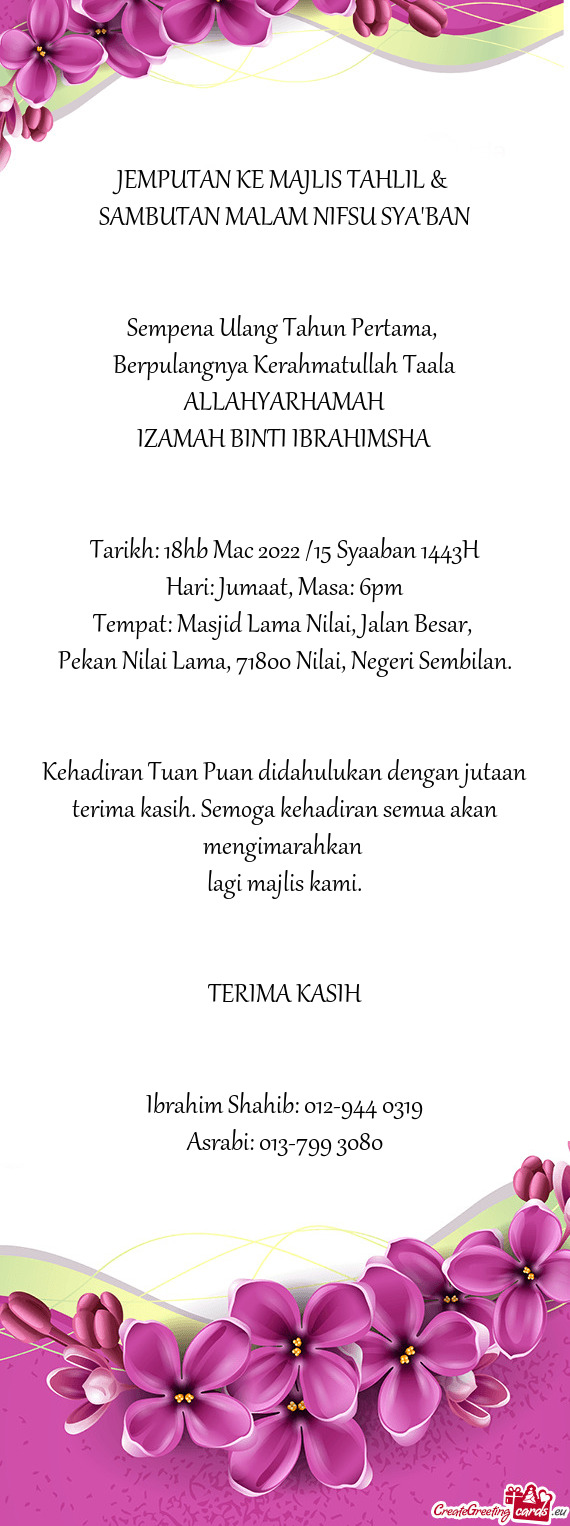 JEMPUTAN KE MAJLIS TAHLIL &