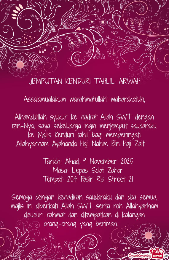 🌙✨ JEMPUTAN KENDURI TAHLIL ARWAH ✨🌙