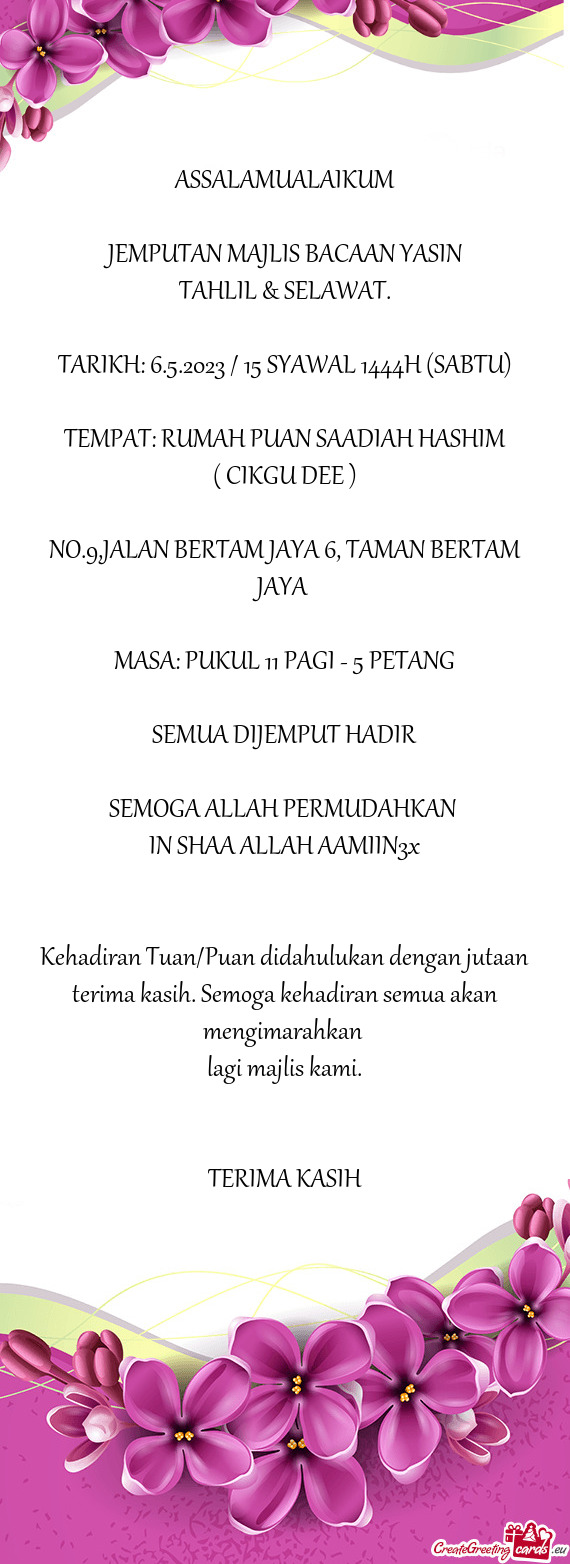 JEMPUTAN MAJLIS BACAAN YASIN