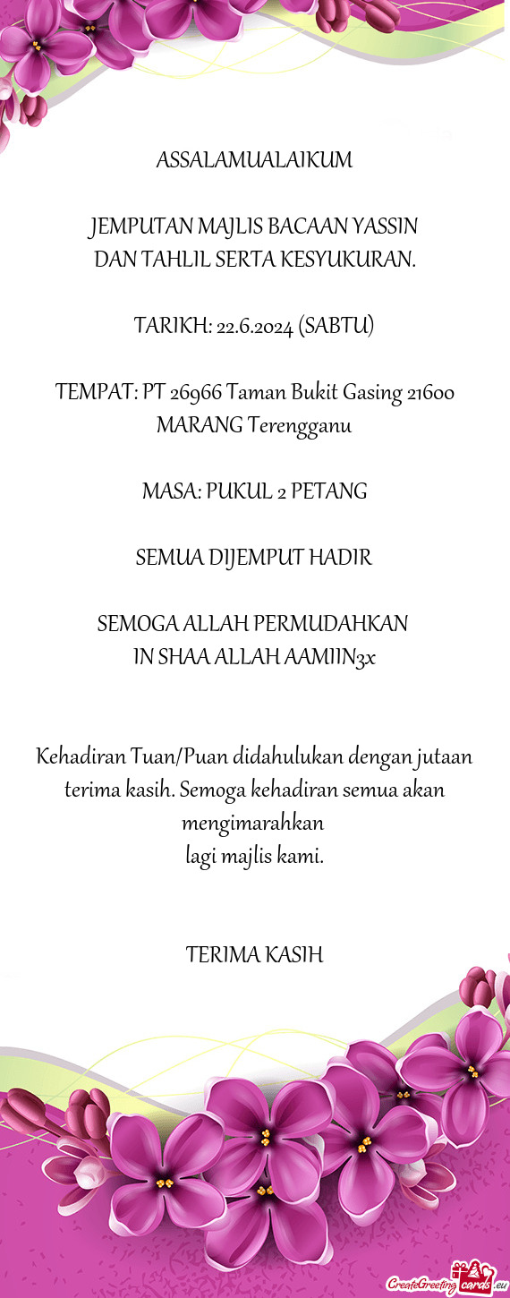 JEMPUTAN MAJLIS BACAAN YASSIN