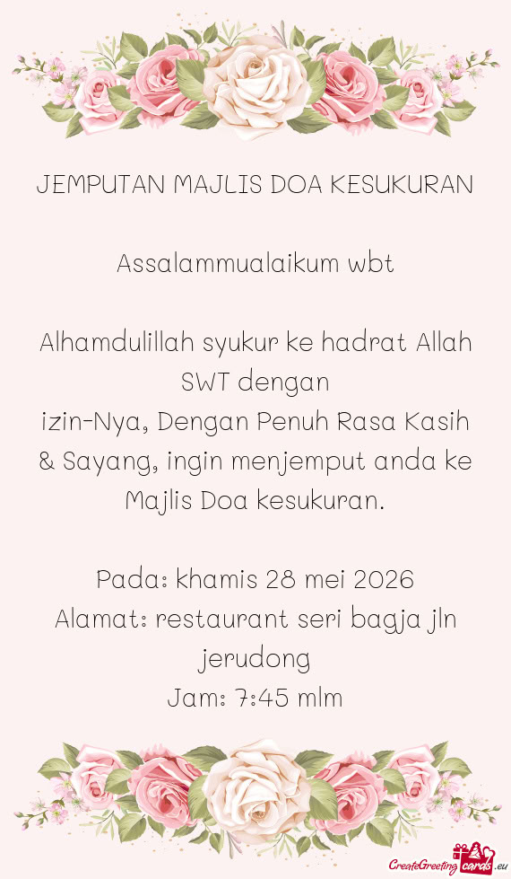 JEMPUTAN MAJLIS DOA KESUKURAN