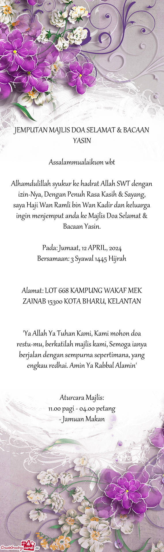 JEMPUTAN MAJLIS DOA SELAMAT & BACAAN YASIN