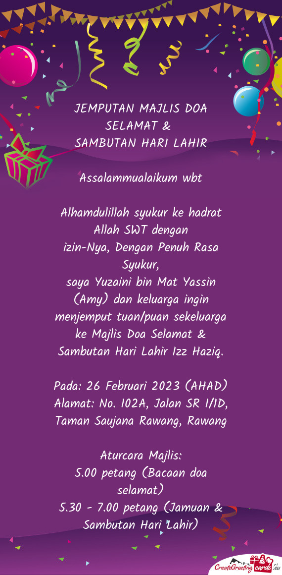 JEMPUTAN MAJLIS DOA SELAMAT &