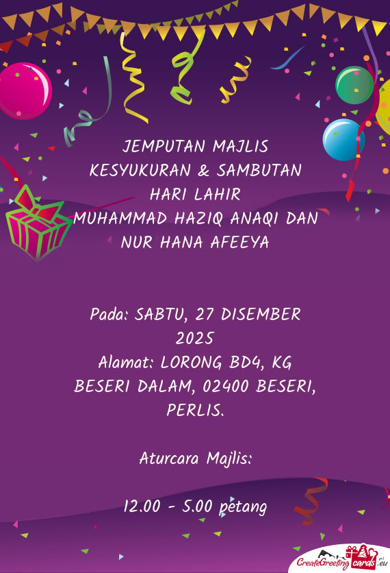 JEMPUTAN MAJLIS KESYUKURAN & SAMBUTAN HARI LAHIR