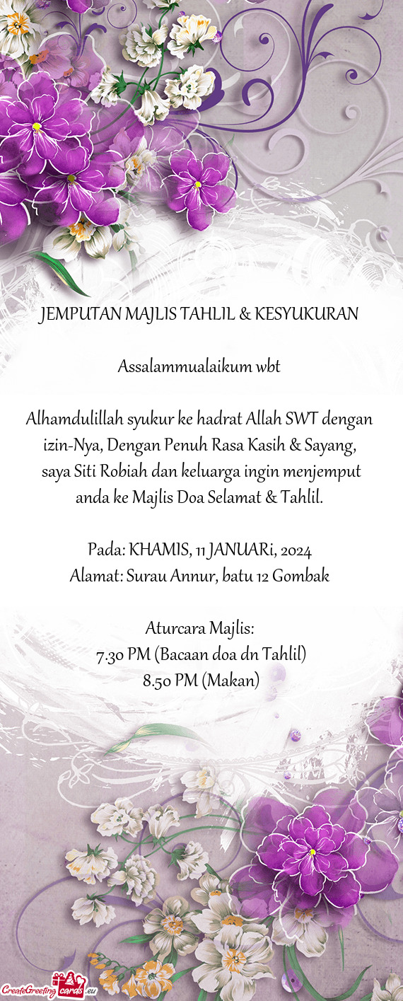 JEMPUTAN MAJLIS TAHLIL & KESYUKURAN