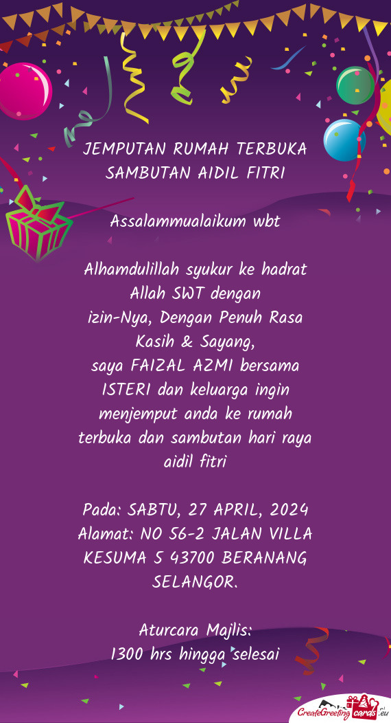 JEMPUTAN RUMAH TERBUKA SAMBUTAN AIDIL FITRI