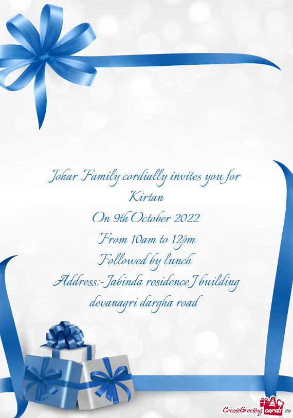 Johar Family cordially invites you for