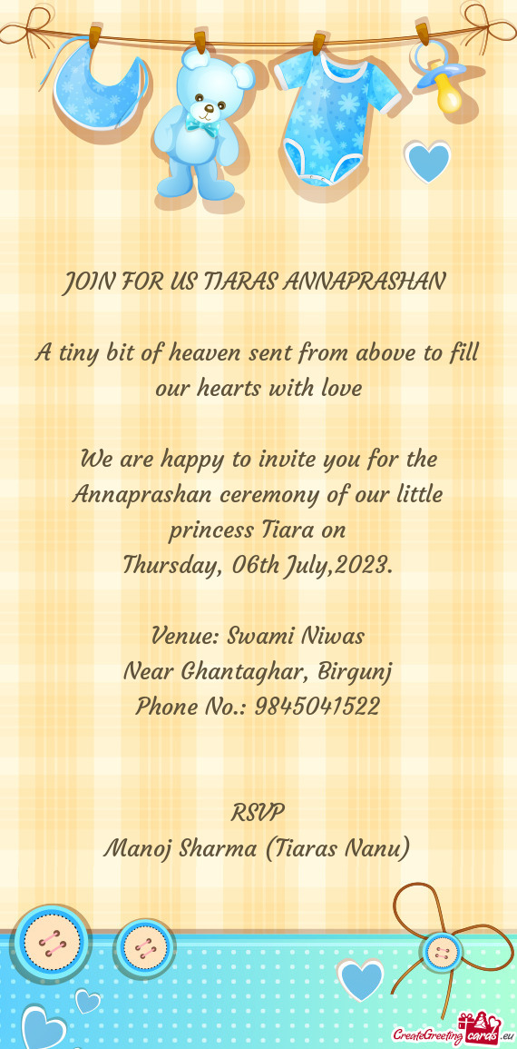 JOIN FOR US TIARAS ANNAPRASHAN