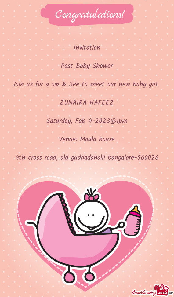 Join us for a sip & See to meet our new baby girl