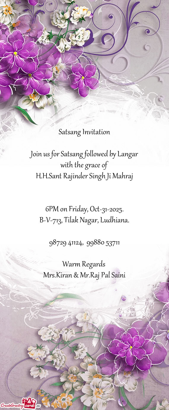 Join us for Satsang followed by Langar