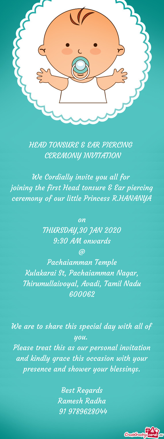 Joining the first Head tonsure & Ear piercing ceremony of our little Princess R.HANANYA