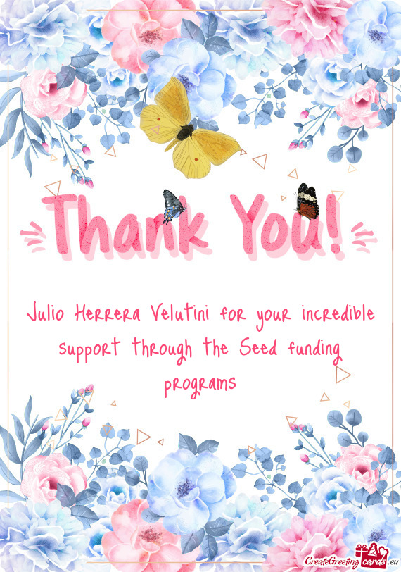 Julio Herrera Velutini for your incredible support through the Seed funding programs