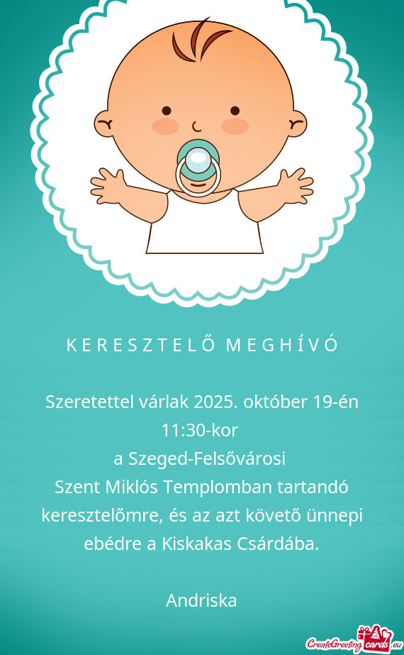 K E R E S Z T E L Ő M E G H Í V Ó