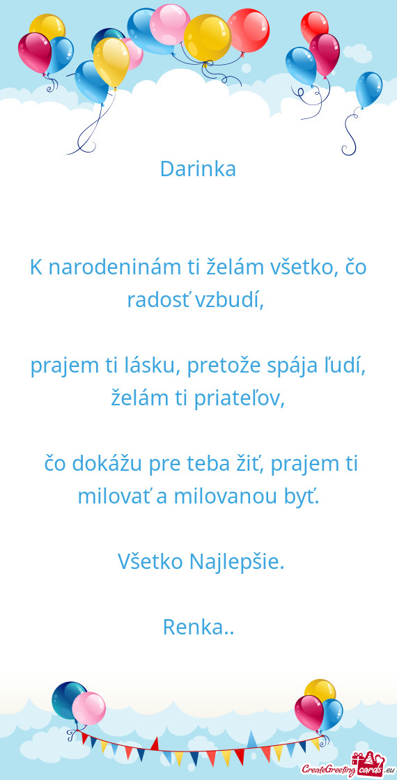 K narodeninám ti želám všetko, čo radosť vzbudí