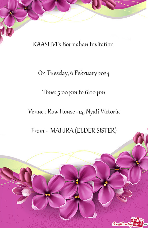 KAASHVI’s Bor nahan Invitation