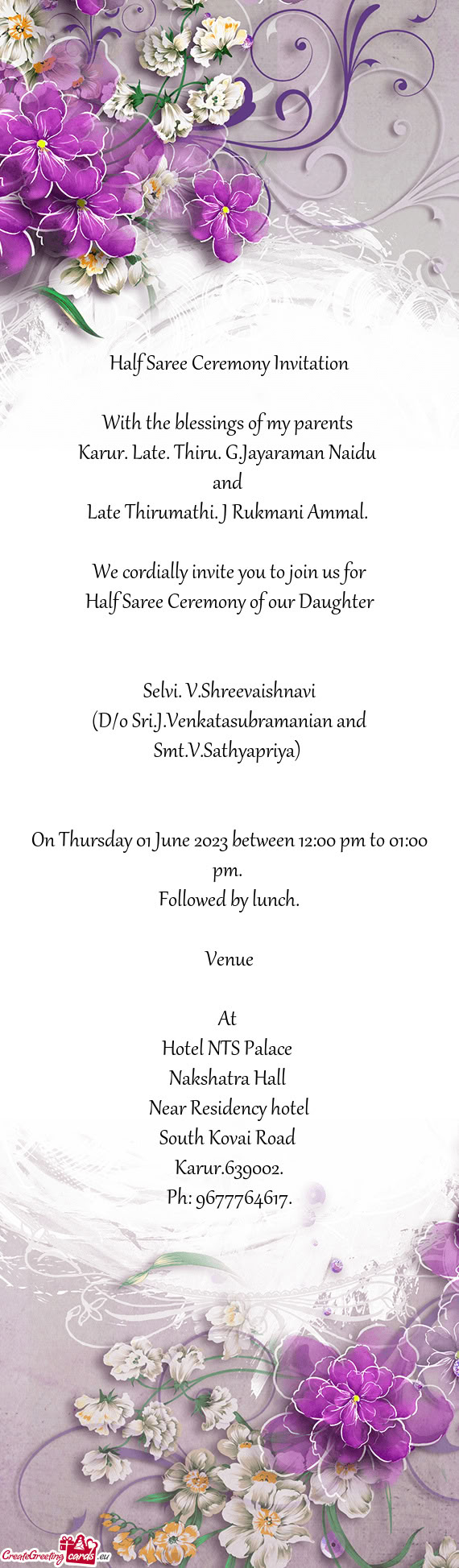 Karur. Late. Thiru. G.Jayaraman Naidu