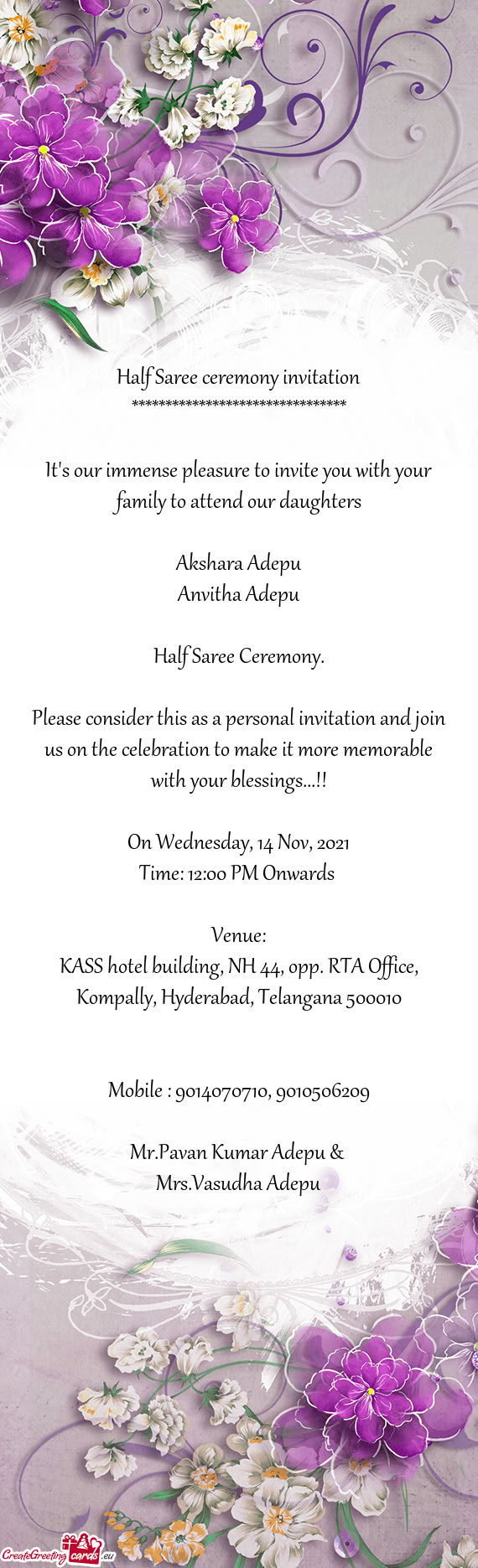 KASS hotel building, NH 44, opp. RTA Office, Kompally, Hyderabad, Telangana 500010