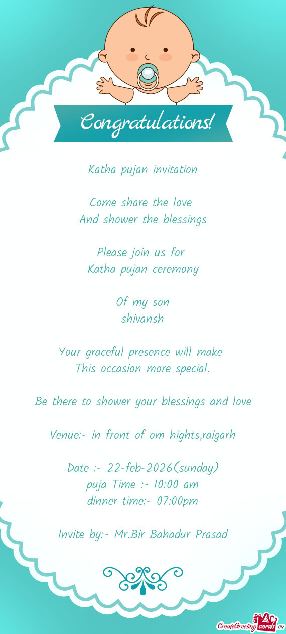 Katha pujan invitation