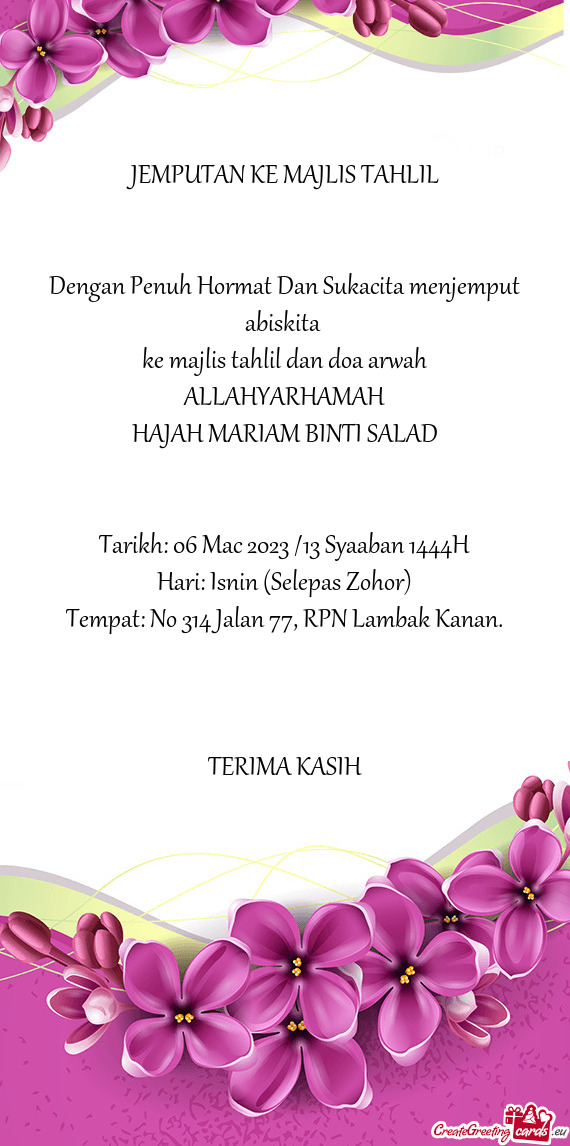 Ke majlis tahlil dan doa arwah