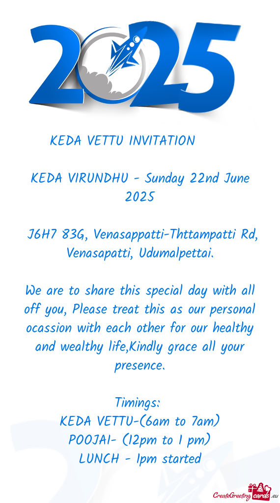 KEDA VETTU INVITATION 🙏🙏🙏