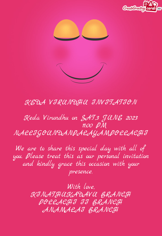 Keda Virundhu on SAT,3 JUNE 2023