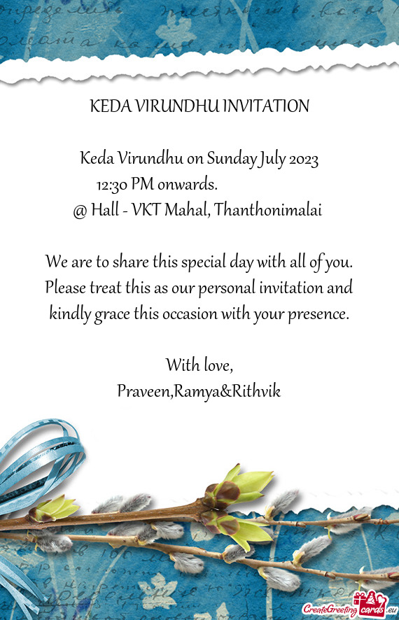 Keda Virundhu on Sunday July 2023