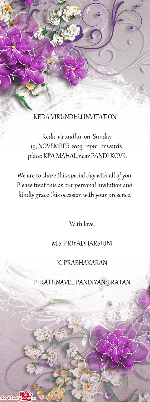 Keda virundhu on Sunday