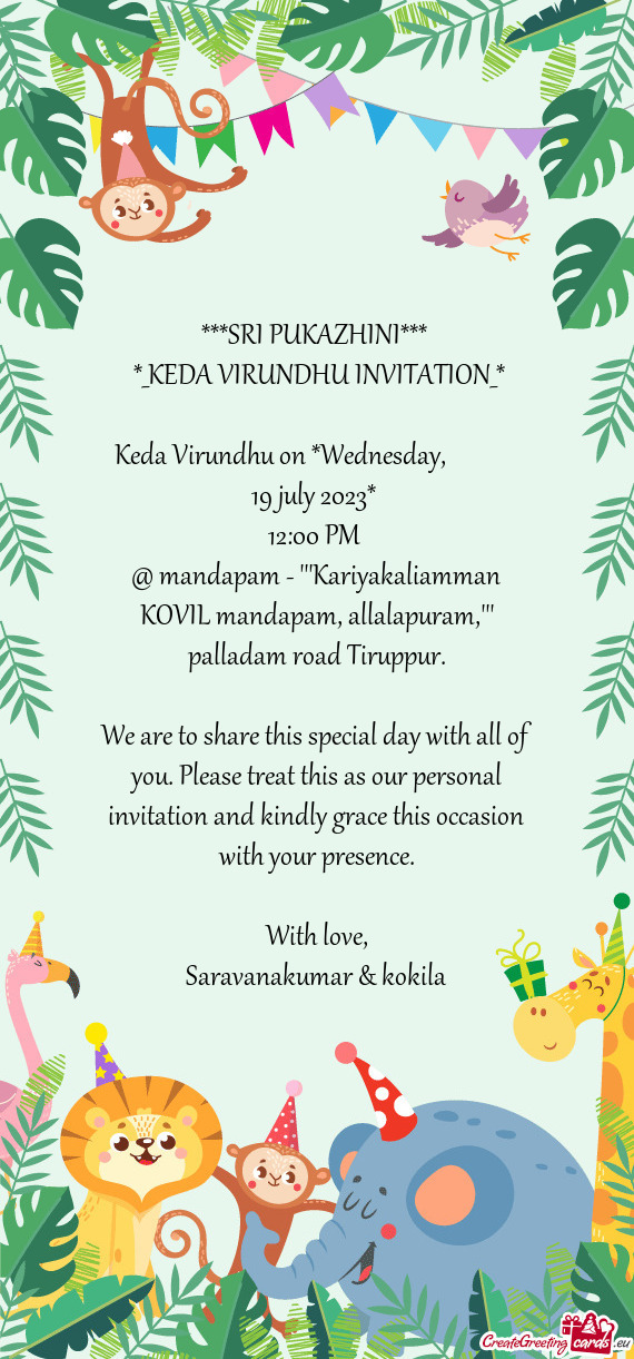 Keda Virundhu on *Wednesday