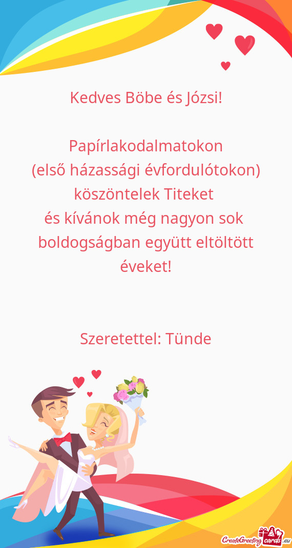 Kedves Böbe és Józsi