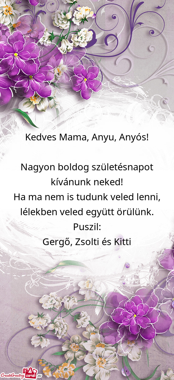 Kedves Mama, Anyu, Anyós