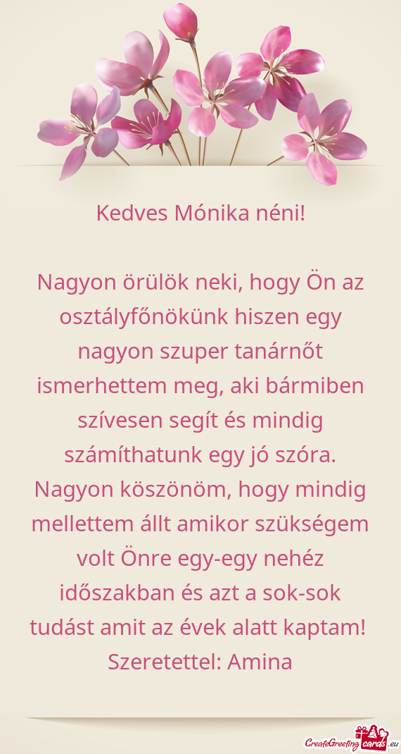 Kedves Mónika néni