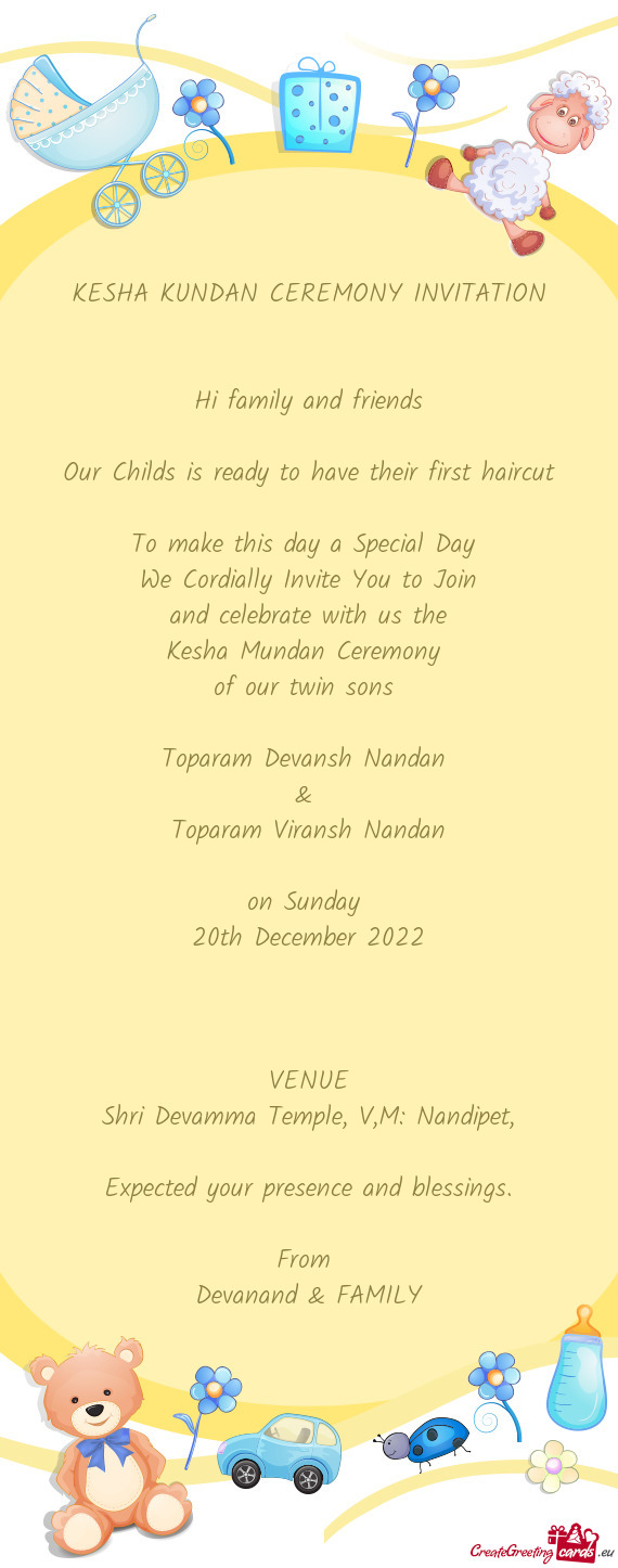 KESHA KUNDAN CEREMONY INVITATION